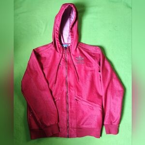 Adidas Cherry Red Full-Zip Denim Hoodie Size Medium Z25751